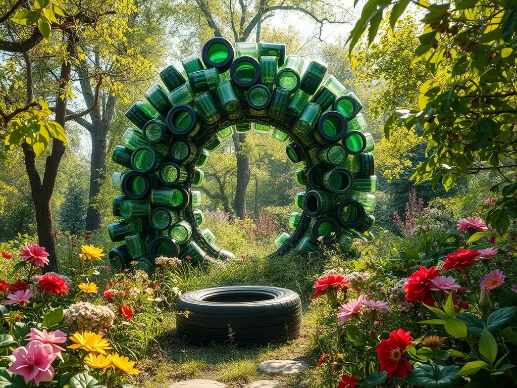 A striking outdoor installation made from repurposed metal parts, highlighting the innovative use of recycled materials in ECUME D'ACIER's artistic creations.